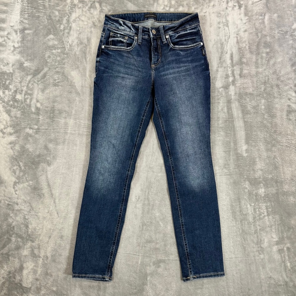 Silver Jeans Boyfriend Jeans‎ Womens Size 26x27 Blue Dark Wash
